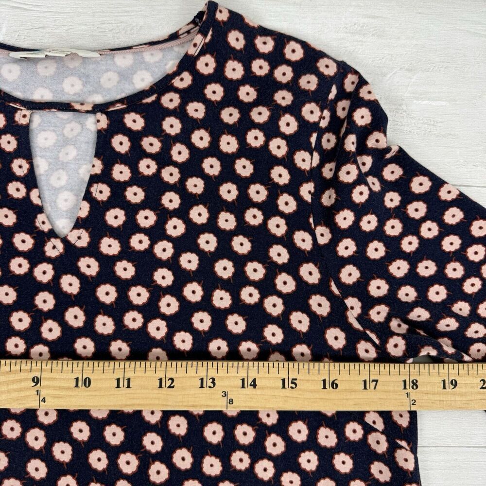 Boden Selena Jersey Knit Dress Size US 6R Floral Navy Keyhole Neck Peplum Hem - Picture 12 of 16